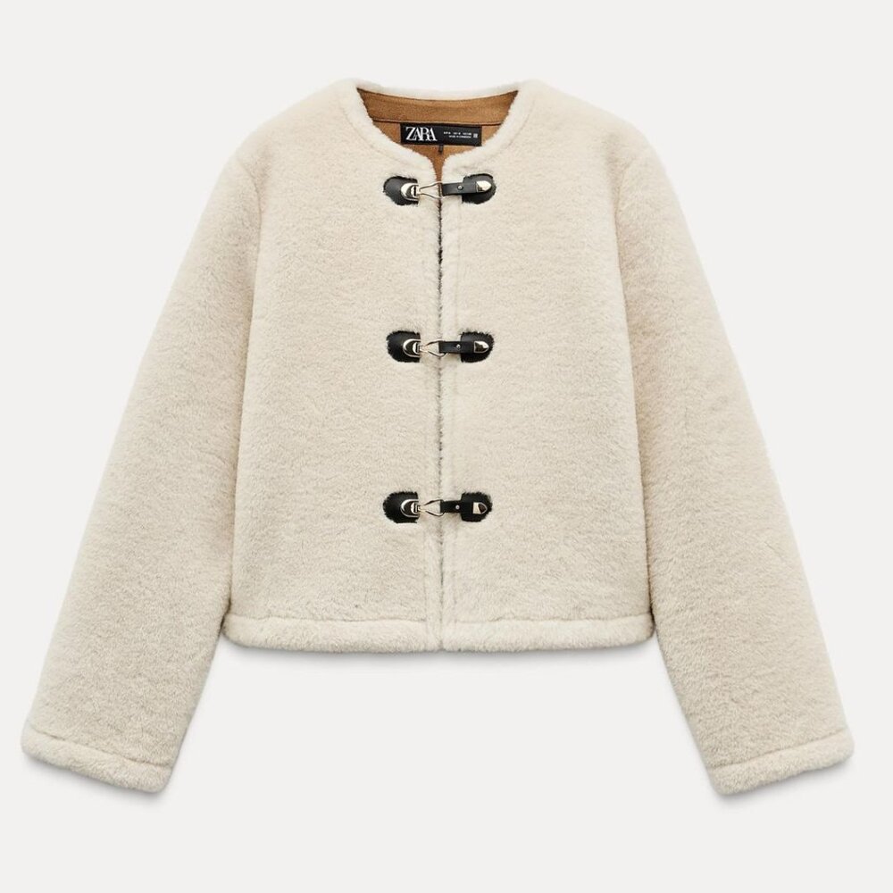 Zara Shearling Toggle Jacket